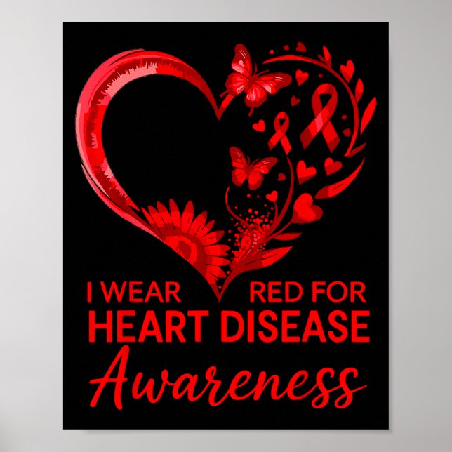 American Heart Disease Awareness Month Ribbon Red  Poster (Framsidan)