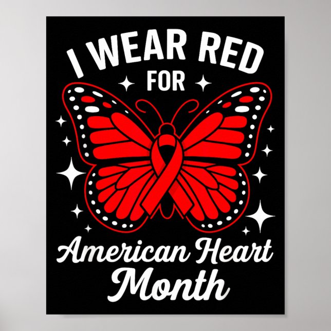 American Heart Disease Awareness Month Ribbon Red  Poster (Framsidan)