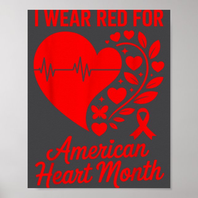 American Heart Disease Awareness Month Ribbon Red  Poster (Framsidan)