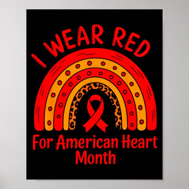 American Heart Disease Awareness Month Ribbon Red  Poster (Framsidan)