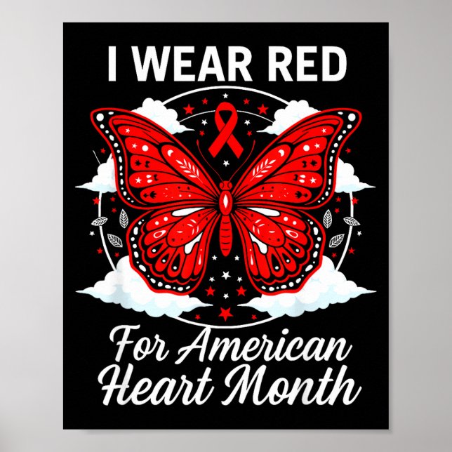 American Heart Disease Awareness Month Ribbon Red  Poster (Framsidan)