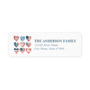 American Heart Flagga Returetiketters Returadress Etikett