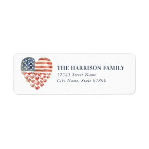 American Heart Flagga Returetiketters Returadress Etikett