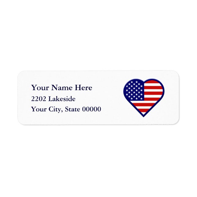 American Heart Flagga USA Retur Address Label Returadress Etikett (Framsidan)