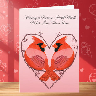 American Heart Month Cardinal Heart Kort