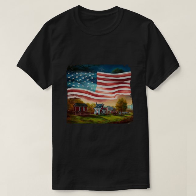American Heartland - Patriotic Land Scene Art T Shirt (Design framsida)