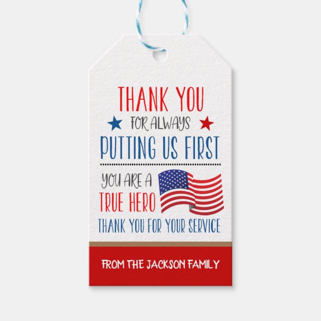 American Hero Appreciation Gift Märkre Presentetikett (Framsidan)