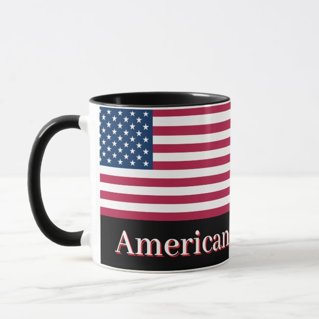 American Hero Patriotic USA Flag Personalized Mug Mugg (Vänster)