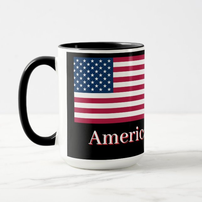American Hero Patriotic USA Flag Personalized Mug Mugg (Vänster)