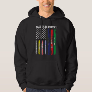 American Heroes US Flagga Firefighter Police EMS N Hoodie