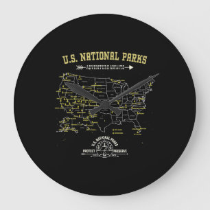 American Hiking Camping Gift - 63 US National Park Stor Klocka