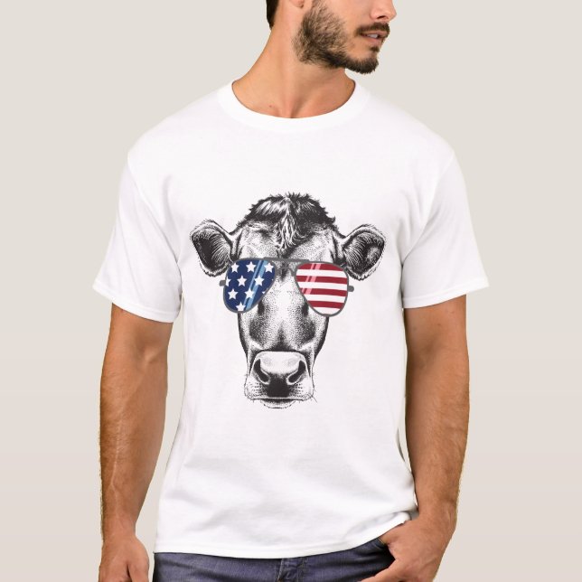 American Hipster Cow T Shirt (Framsida)