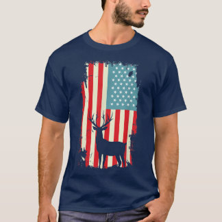 American Hjort Hunter Patriotic T Shirt För manar