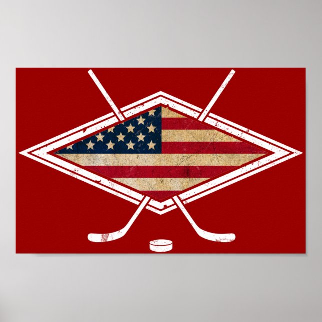 American Hockey Flagga Logotyp Poster (Framsidan)
