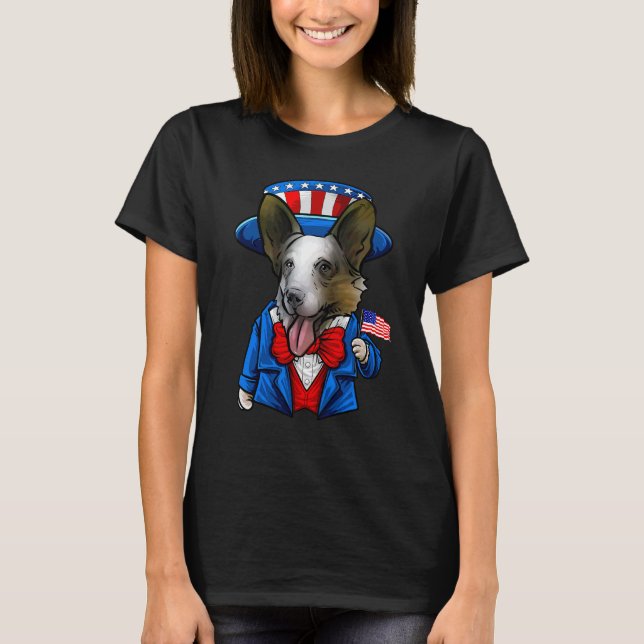 American Hund Cardigan Welsh Corgi 4 juli T Shirt (Framsida)