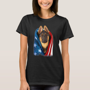 American Hund Flagga Cover German Shepherd Indepen T Shirt