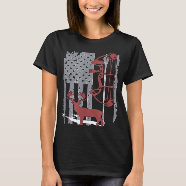 American Hunter Hjort Hunting Archery Archer T Shirt (Framsida)