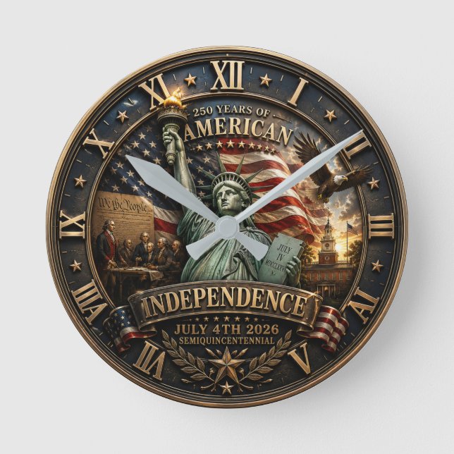 American Independence 250 Years July 4th 2026  Rund Klocka (Framsida)