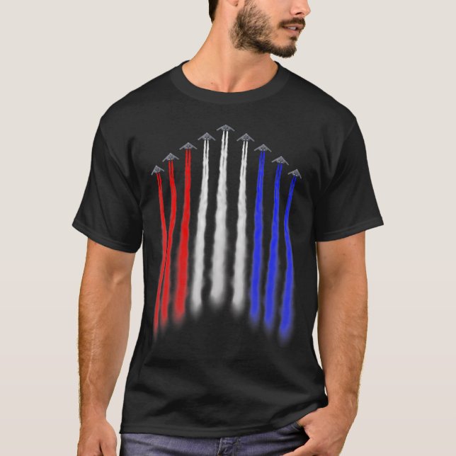 American Independence Bomber Jet Patriotic 4:e av T Shirt (Framsida)