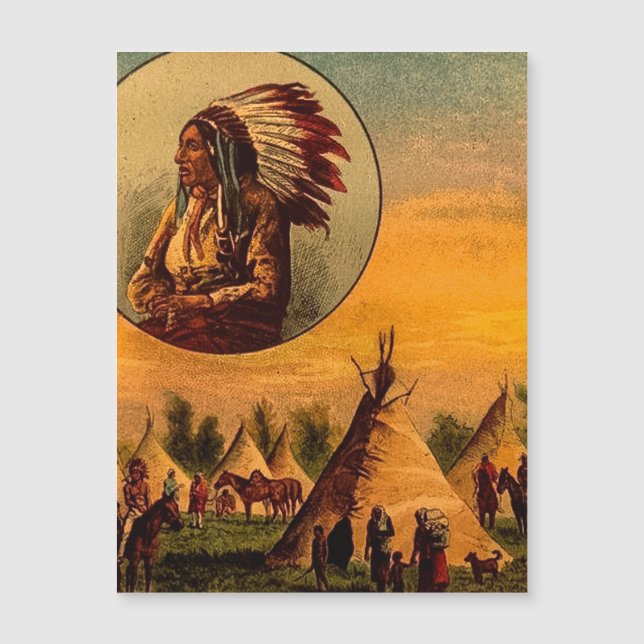 American Indians Vintage Magic Lantern Slide (Framsida)