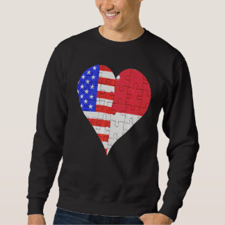 American indonsian Flagga Heart Lång Ärmad Tröja