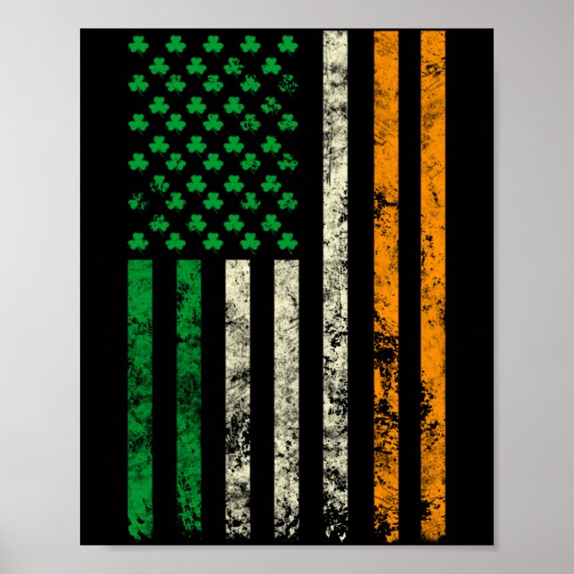 American Ireland Flag Shamrock Irish Patricks Day  Poster (Framsidan)