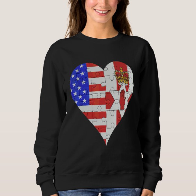 American Irish Flagga Heart T Shirt (Framsida)