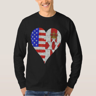 American Irish Flagga Heart T Shirt