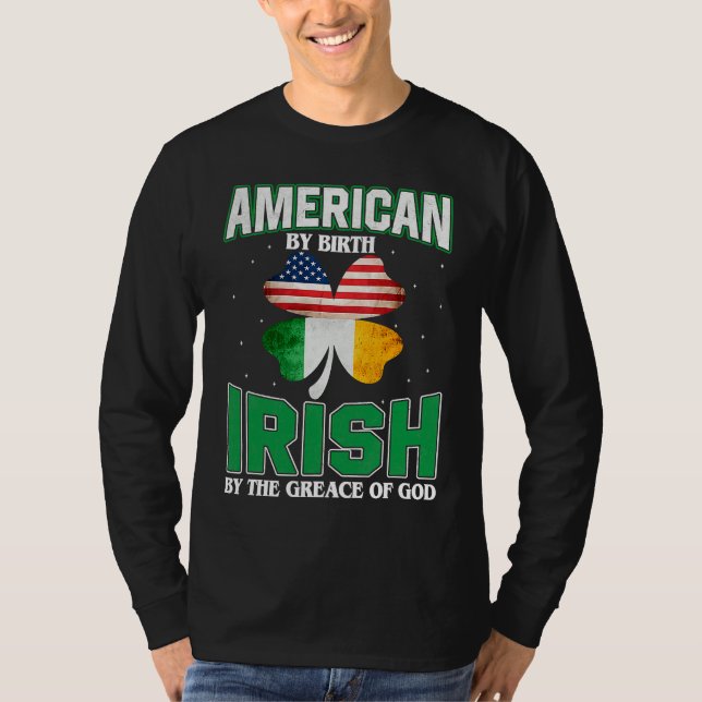 American Irish Shamrock Lucky St Patricks Day Men  T Shirt (Framsida)