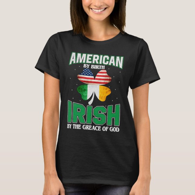American Irish Shamrock Lucky St Patricks Day Men  T Shirt (Framsida)