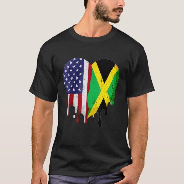 American Jamaican Hispanic Heritage Month Jamaica T Shirt (Framsida)