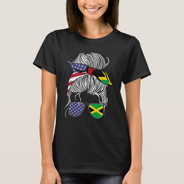American Jamaican Patriot Flagga Women Girl Jamaic T Shirt (Framsida)