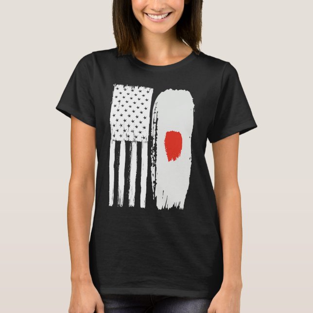 American Japanese Flag   Pride Japan USA T Shirt (Framsida)