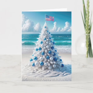 American Julgran på en beach Helgkort