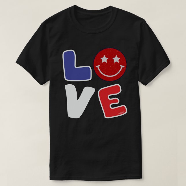 AMERICAN KÄRLEK lustig den 4 juli T Shirt (Design framsida)