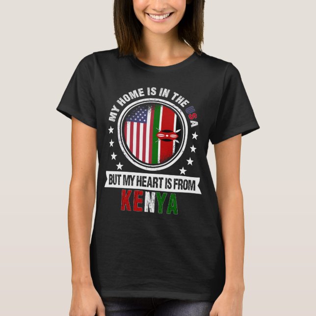American Kenyan Flagga Heart Kenya American Patrio T Shirt (Framsida)
