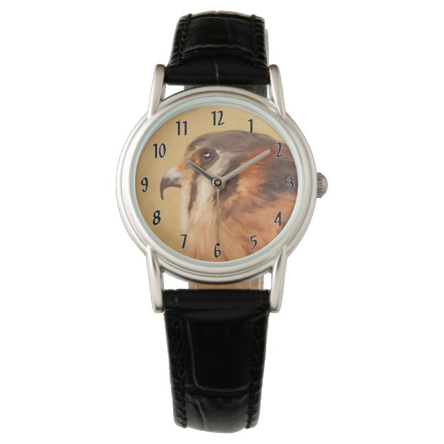 American Kestrel Painting - Original Bird Art Armbandsur (Framsida)