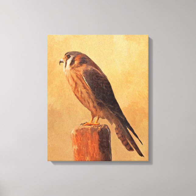 American Kestrel Painting - Original Bird Art Canvastryck (Framsida)