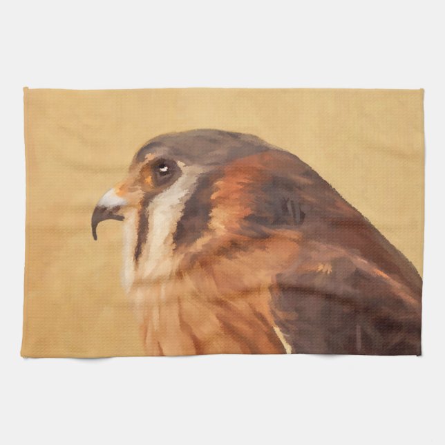 American Kestrel Painting - Original Bird Art Kökshandduk (Horisontell)