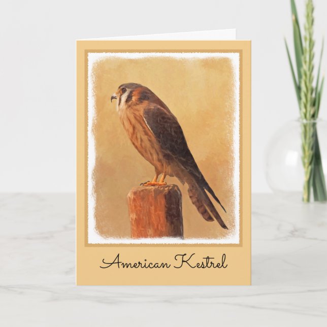 American Kestrel Painting - Original Bird Art Kort (Framsida)