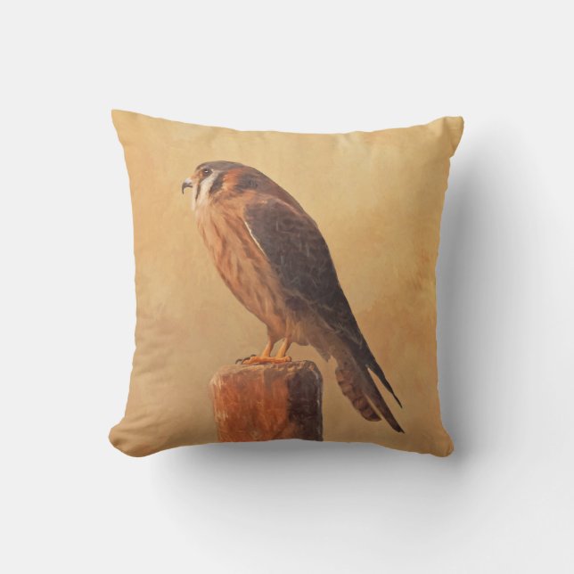 American Kestrel Painting - Original Bird Art Kudde (Framsida)