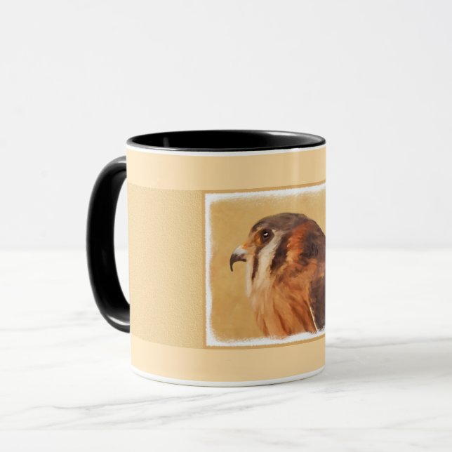 American Kestrel Painting - Original Bird Art Mugg (Framsida vänster)