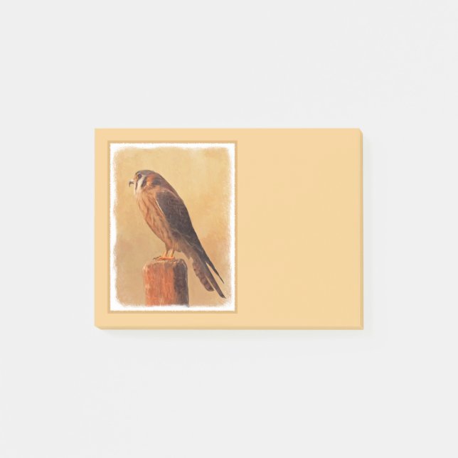 American Kestrel Painting - Original Bird Art Post-it Block (Framsida)