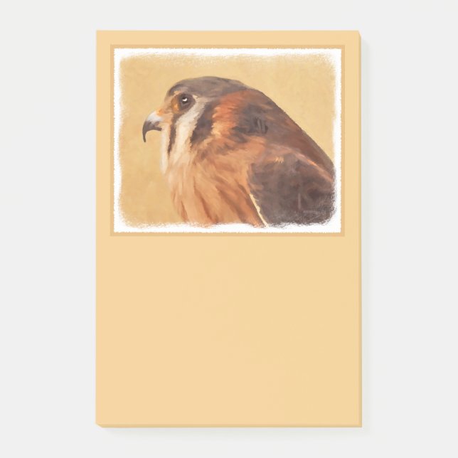 American Kestrel Painting - Original Bird Art Post-it Block (Framsida)