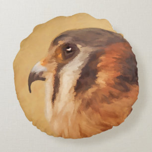 American Kestrel Painting - Original Bird Art Rund Kudde