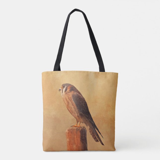 American Kestrel Painting - Original Bird Art Tygkasse (Baksida)