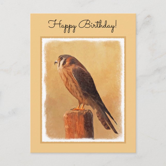 American Kestrel Painting - Original Bird Art Vykort (Framsida)