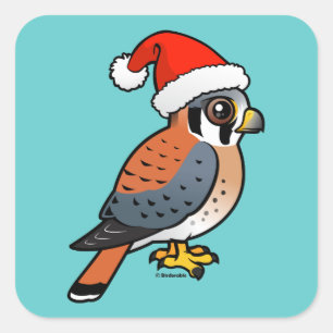 American Kestrel Santa Fyrkantigt Klistermärke