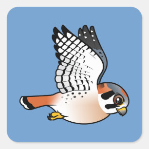 American Kestrel under flygning Fyrkantigt Klistermärke