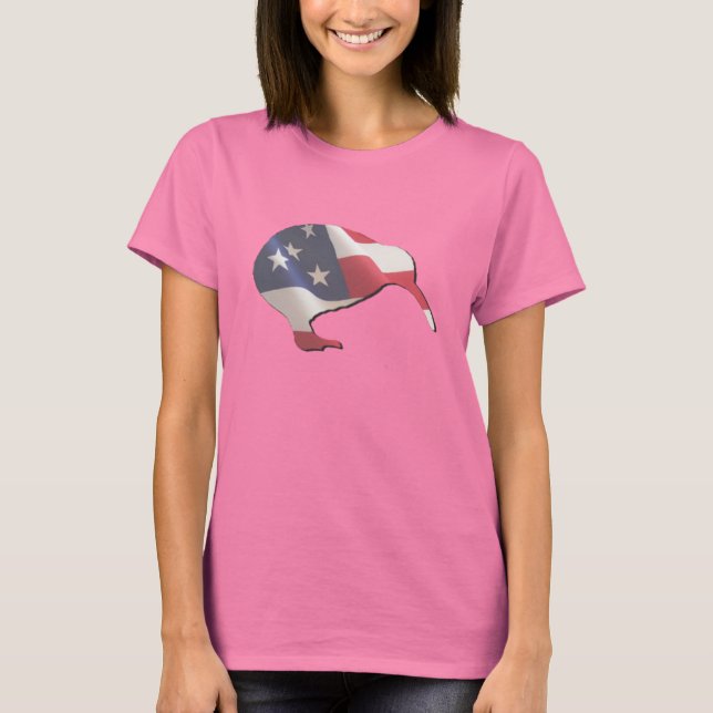 American Kiwi Womens Ringer T-Shirt (Framsida)